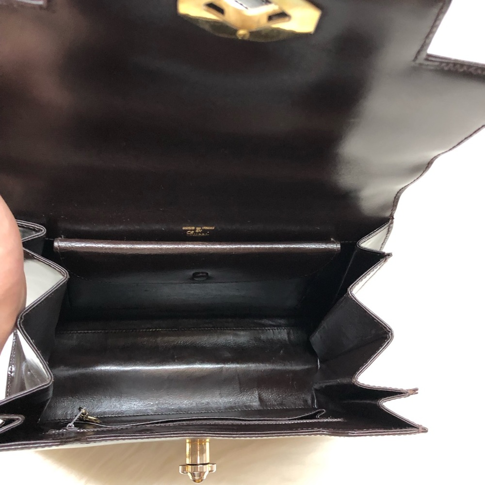 Gucci brown leather box handbag with Opal stone - Picture 8 of 10